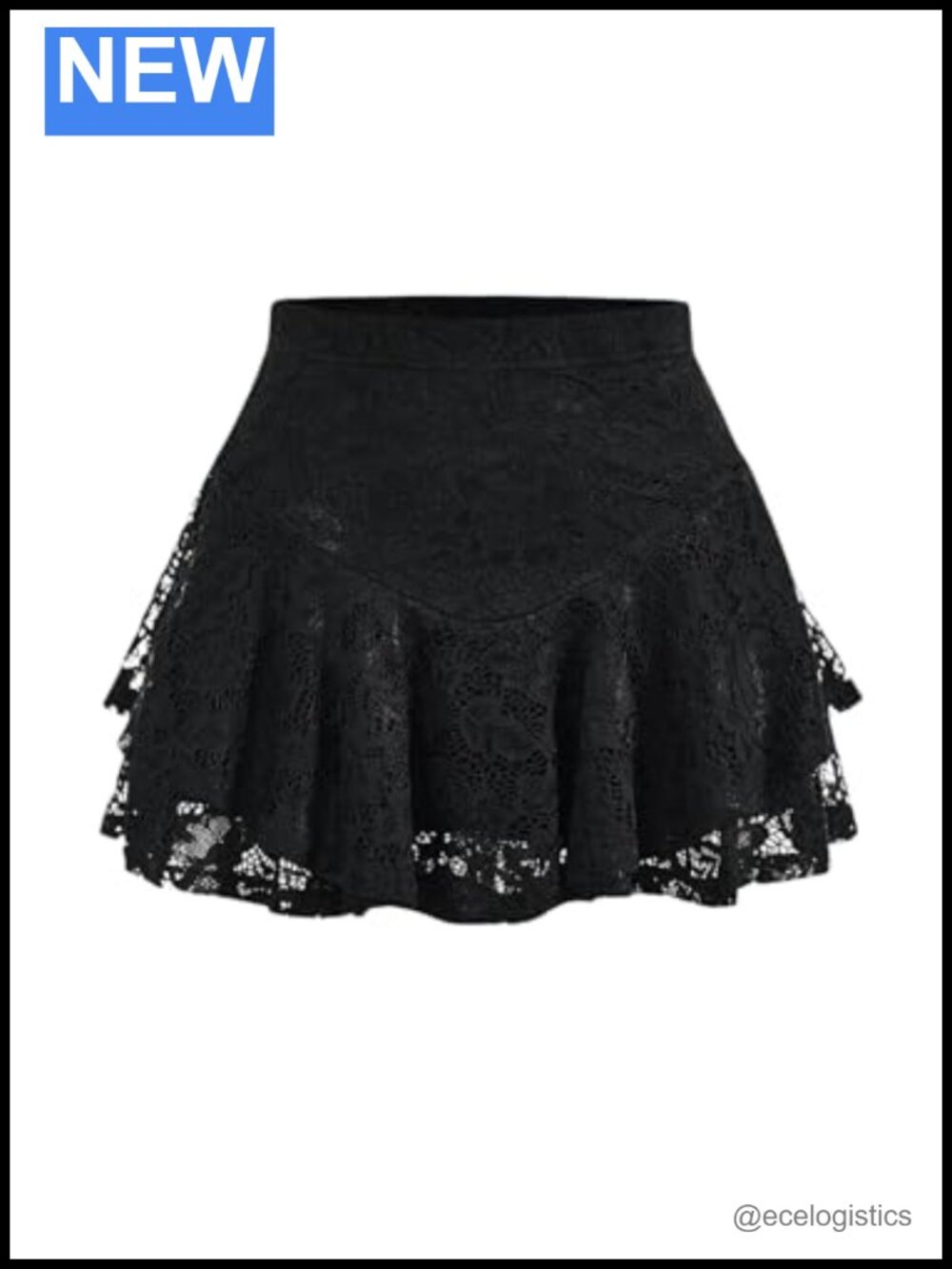 Womens Lace Layered Ruffle Mini Skirt Y2K High Waist A-Line Casual